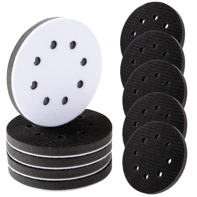 Ysglory 10 Pack Soft Density Interface Pads 5 Inch 8 Holes Hook and Loop Sponge Cushion Buffer Backing Pad Foam Sanding Interface Pads for Orbital Sander Automotive Woodworking Polishing - Image 1